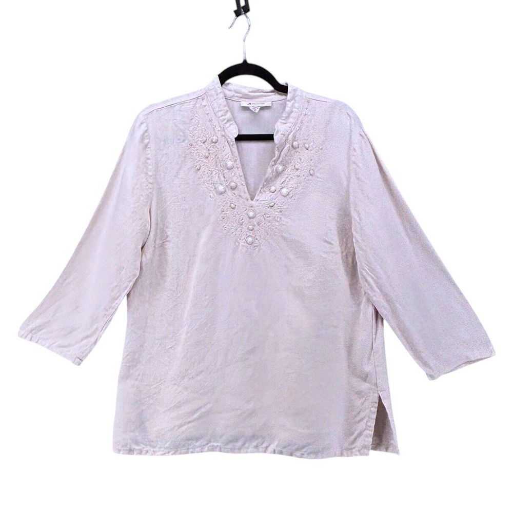JM Collection Linen Tunic Cream 14